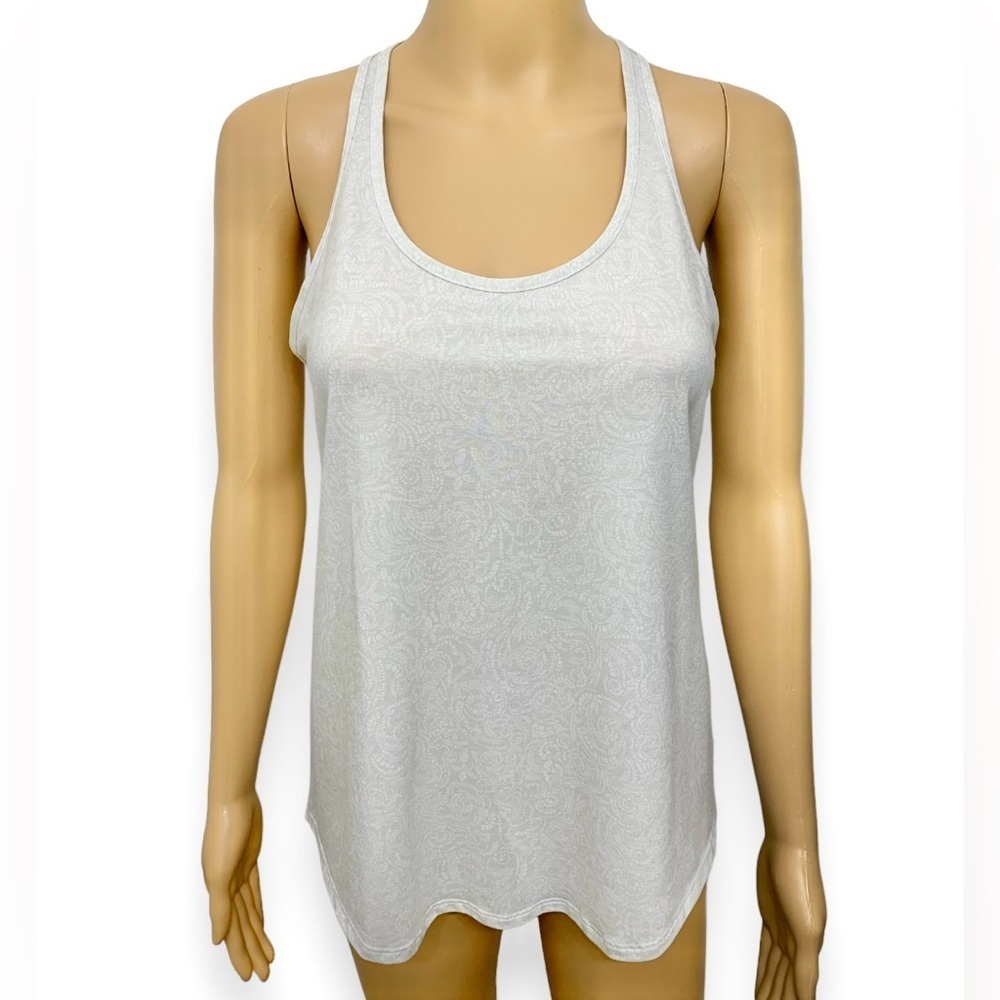 Lululemon Cool Racerback Manifesto Light Silver Tank Top Sports Yoga Size 8